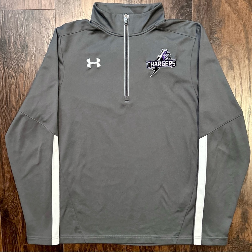 Under Armour Chargers Quarter Zip Pullover Sweater Grey White Purple